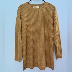Vintage AREO Womens Gold Shimmer Top Size Medium Long Sleeve Made In USA